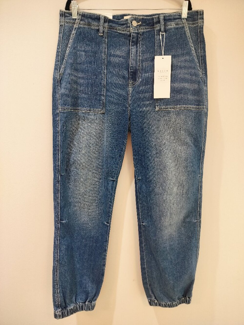 NWT Risen Jeans 1XL Medium Wash Denim Cargo Jogger Utility Pocket Jeans